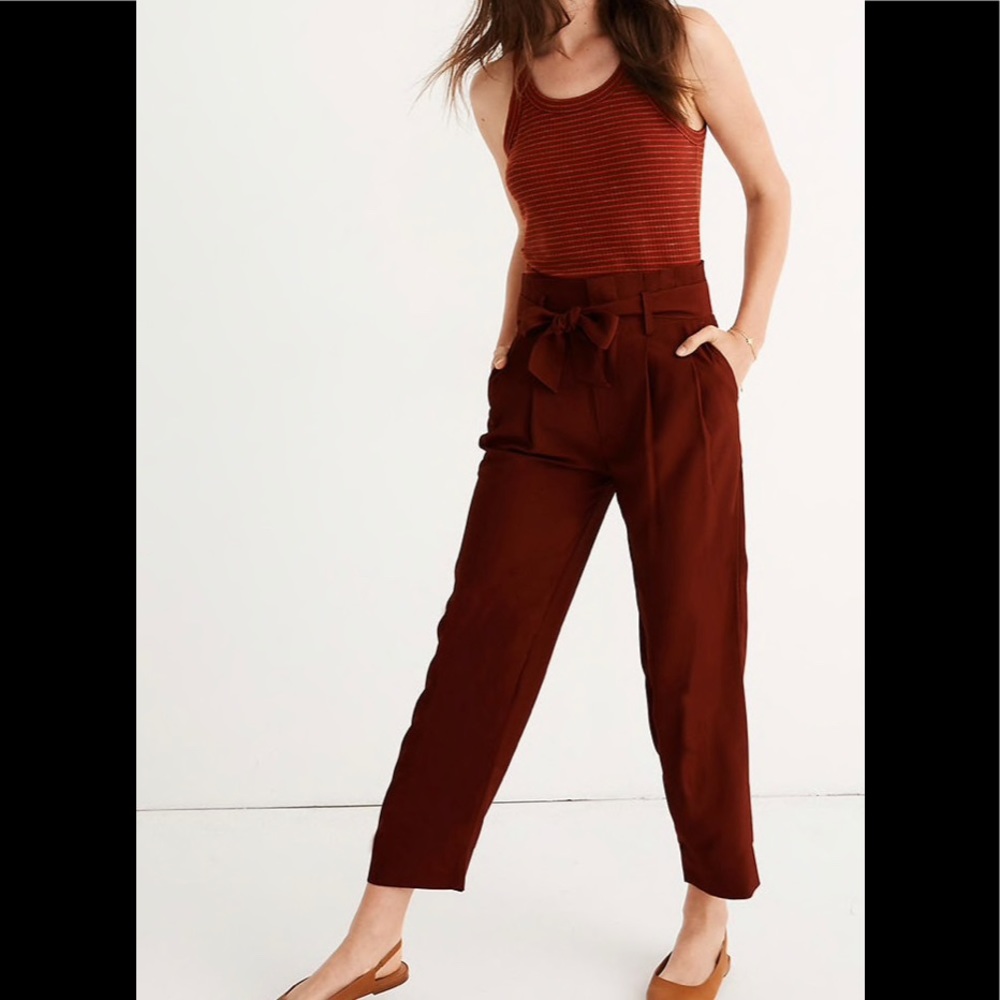 BURNT ORANGE | Madewell drapey paperbag pants
